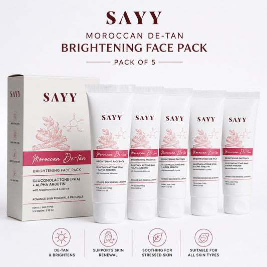 SAYY Moroccan De-tan Brightening face pack for Advance Skin Renewal & Radiance (100 g) PACK OF 5